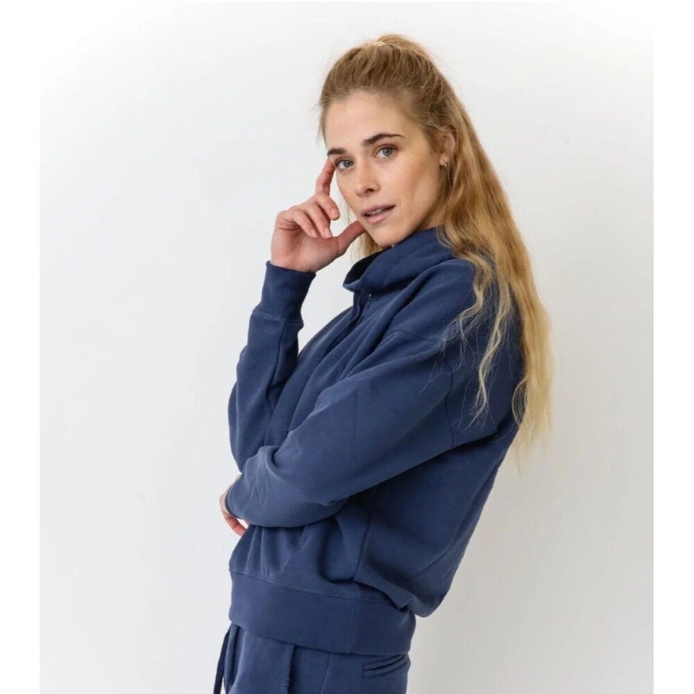 Leallo cowl neck organic Cotton sweatshirt  Black Women S Pullover Knit @G44